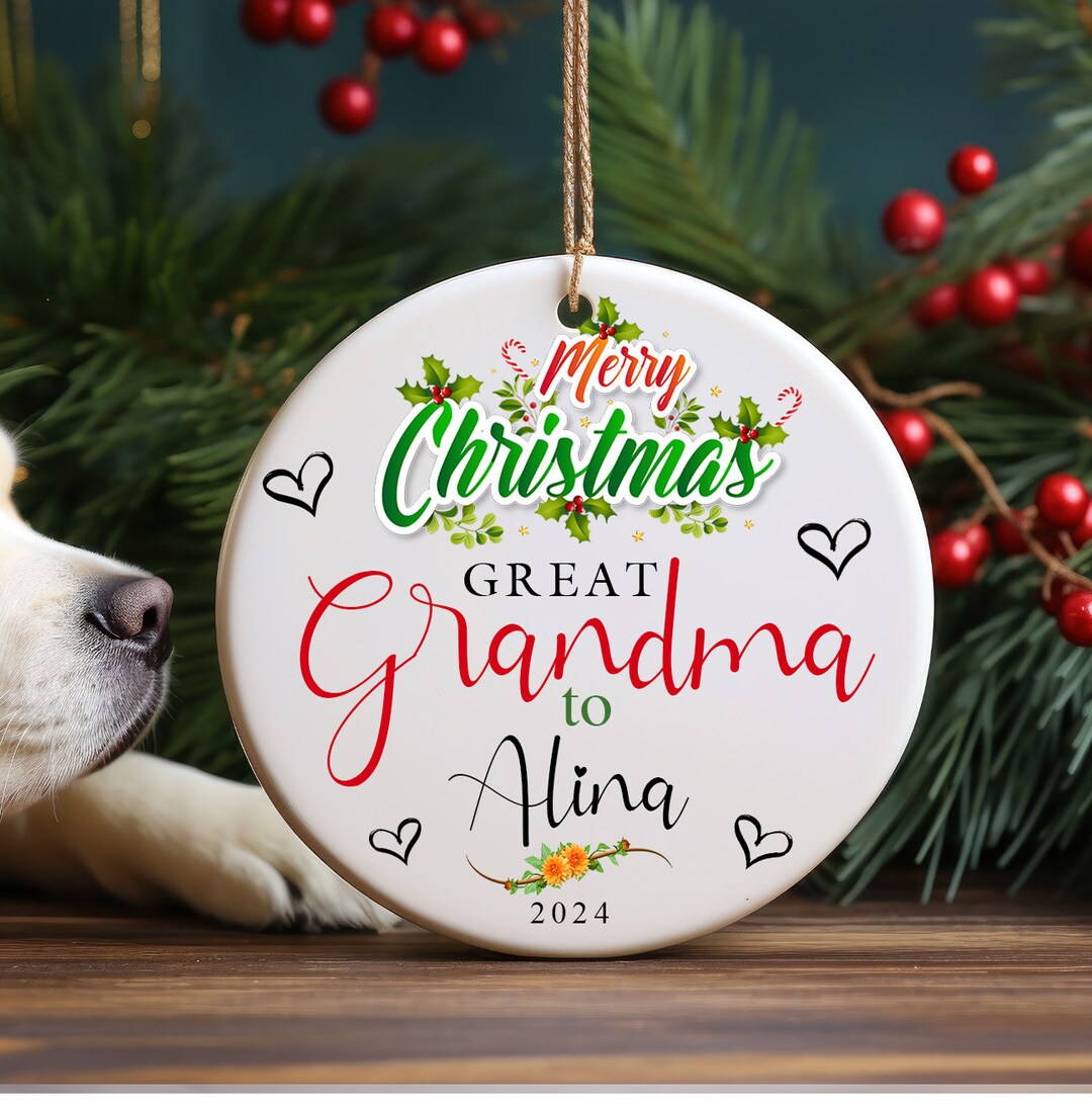 Grandma Grandpa Christmas Ornament Personalized Christmas Etsy