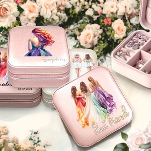 Portagioielli personalizzato per addio al nubilato, portagioielli in pelle personalizzato, regali per la festa della mamma per lei, organizer da viaggio per gioielli, regalo per damigella d'onore