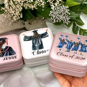 Portagioie regalo di laurea, portagioie personalizzato personalizzato, regalo per ragazze, organizzatore di gioielli in pelle, regalo per lei