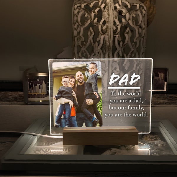 Personalized Night Light Gift for Father's Day, Custom Photo Collage LED Light for Home Decor, First Time Dad Gift, Family Housewarming Gift
