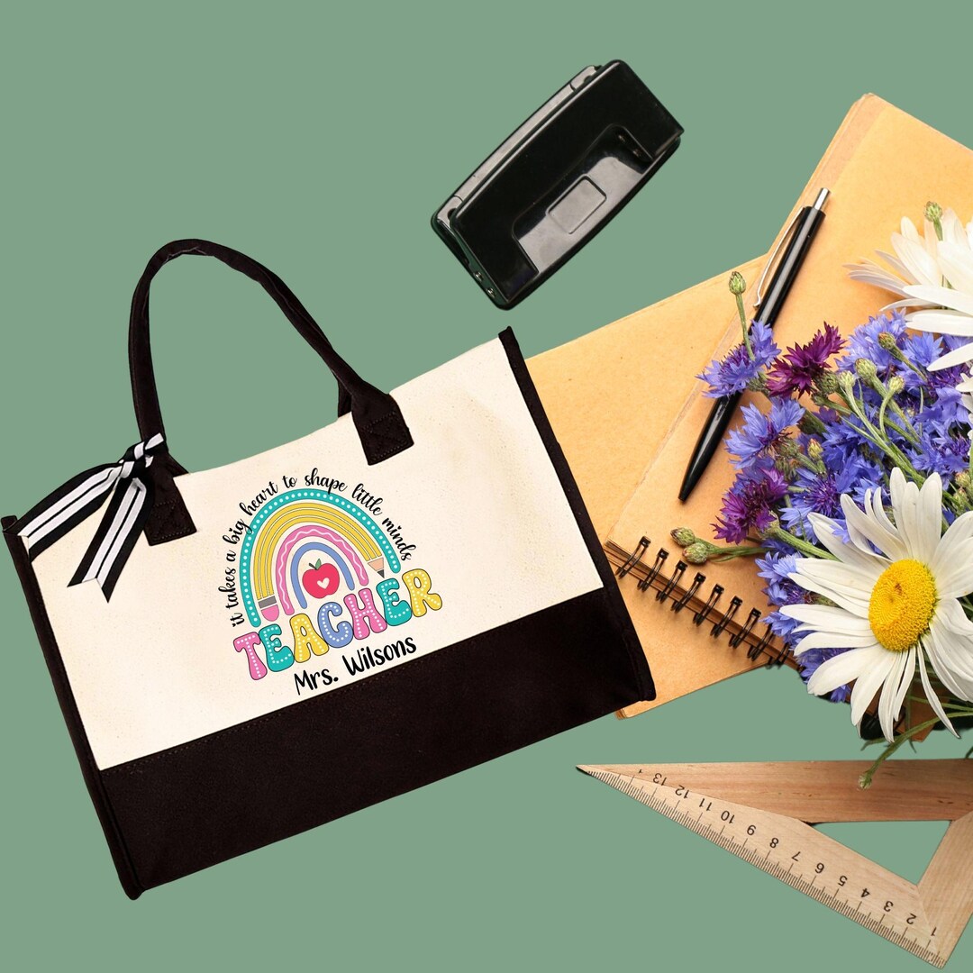 Custom Teacher Affirmations Cotton Canvas Tote Bag Teacher Appreciation ...