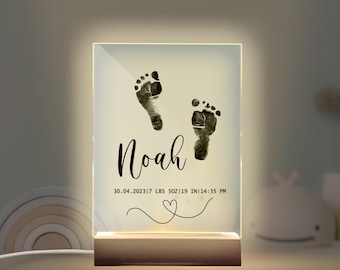 Personalized Night Light  Gift for Nursery room footprint handprint Newborn room gift, Custom  Baby Night Lamp, Baby Christmas Gift,birthday