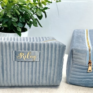 Personalized Makeup Bag for Mother's Day,Custom Makeup Bag Women,Velvet Cosmetic ,Travel Toiletry Bag,Bridesmaid Gift, Birthday gift for her