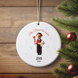Personalized  Waiter Ornament, Restaurant staff Occupation Custom Ornament, Christmas Tree Ornaments waiter  gift for Christmas