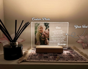 Personalized Night Light Gift for Father&#39;s Day, Custom Photo Collage LED Light for Home Decor, First Time Dad Gift, Family Housewarming Gift