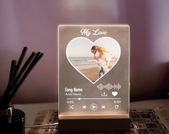 Personalized Night Light Gift, Custom Music LED Light Anniversary gift, Favorite Song, Gift for Her Him, Couples Gift, Best Friend Gift
