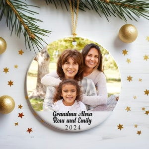 Personalized Family Photo Ornament - Custom Picture Name Family Keepsake - Family Ornament