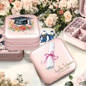 Portagioie regalo di laurea, portagioie personalizzato personalizzato, regalo per ragazze, organizzatore di gioielli in pelle, regalo per lei