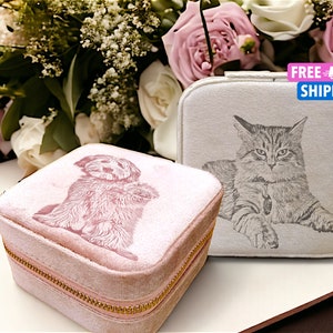 Regalo di Natale per animali domestici, portagioie con foto, portagioie con foto incisa, portagioie da viaggio, portagioie in velluto, regalo per lei
