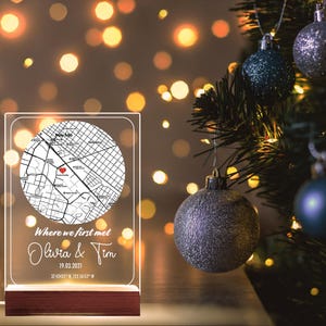 Personalisiertes Nachtlicht Geschenk zum Valentinstag, erste getroffene Karte, benutzerdefinierte Fotocollage LED-Licht für Wohnkultur, wo wir das erste Kartengeschenk haben