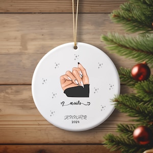 Enfeite personalizado para artista de unhas, enfeite personalizado para ocupação de artista de unhas, enfeites para árvore de Natal, presente para artista de unhas para o Natal