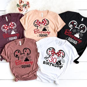 Custom 30th Birthday Shirt, Disney Squad, Gift For 30th Birthday, Minnie Mickey Birthday Squad T-shirts, Birthday Shirt For Women Men Kids