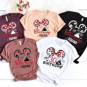 Custom 30th Birthday Shirt, Disney Squad, Gift For 30th Birthday, Minnie Mickey Birthday Squad T-shirts, Birthday Shirt For Women Men Kids