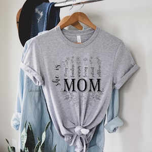 She Is Strong Brave Fearless Lovely Beautiful Mom Shirt Shirt, New Mom T-Shirt, Mom Shirt, Mother&#39;s Day Gift, Gift For Mom, Floral Mom Shirt