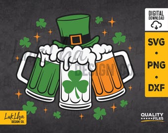 Irish Beer St Patrick's Day SVG, Lucky Ireland Flag, Shamrock Beer Lover PNG, Vintage Paddy's Day Drinking Team svg | Digital download