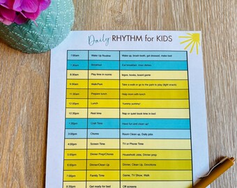Kids Täglicher Rhythmus Chart | Waldorf-inspirierter Rhythmus | Druckbarer visueller Stundenplan für Zuhause | Beruhigender Alltag für Kleinkinder/Kinder | Sanfte Routine