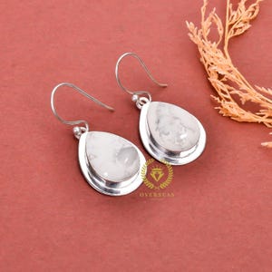 Handmade Howlite Gemstone Earrings: 925 Sterling Silver Boho Dangles
