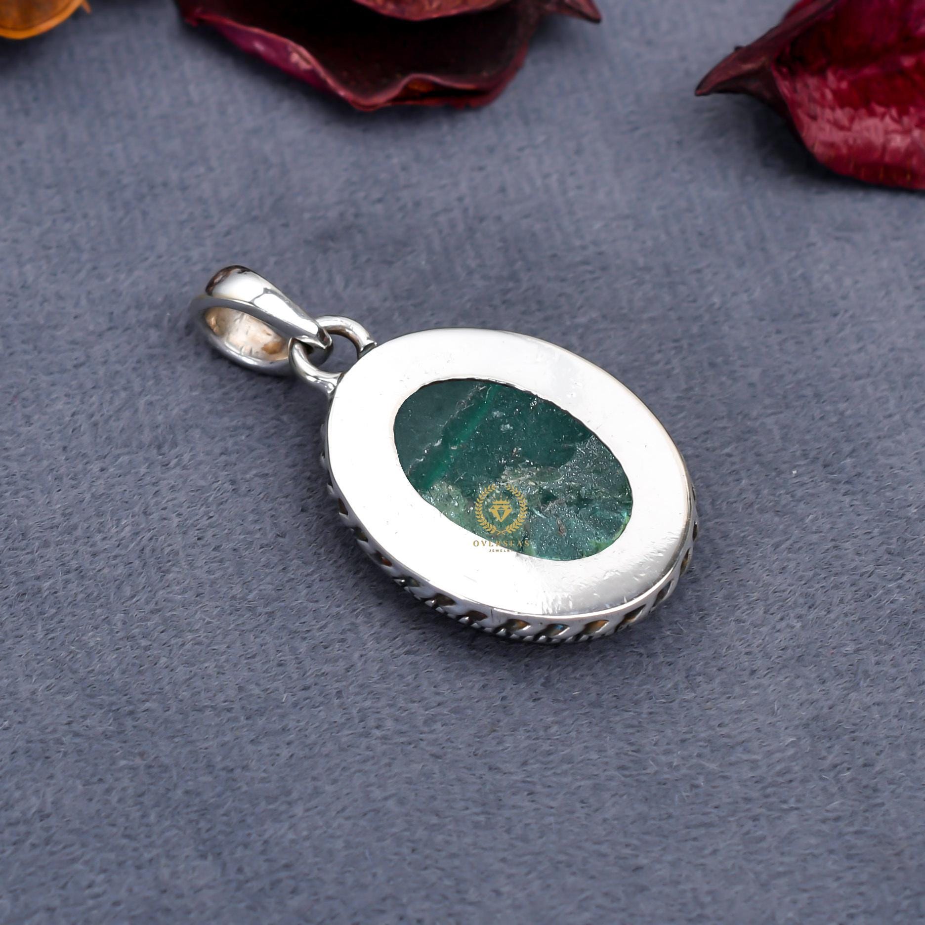Natural Malachite 925 Sterling Silver Pendant: Oval Green Stone - Etsy
