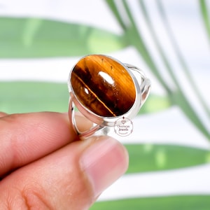 Yellow Stone Ring Natural Gemstone Tiger Eye Ring Pure 925 Sterling Silver Ring, Birthday Gift Ring Jewelry For Women, Handmade Ring For Her