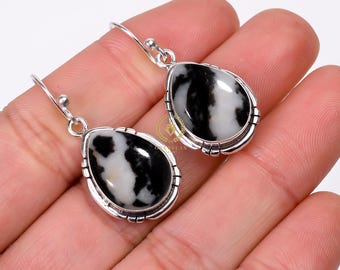 Handmade White Buffalo Turquoise Earrings: 925 Sterling Silver Pear Jewelry
