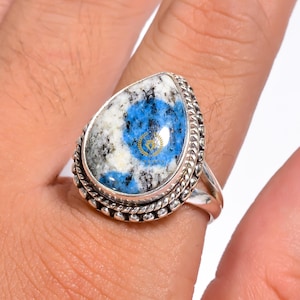 K2 Blue Azurite Ring,925 Sterling Silver Ring,Adjustable Ring,Vintage Ring, Valuable Beautiful Gift, Christmas Wedding Gift For Girls.
