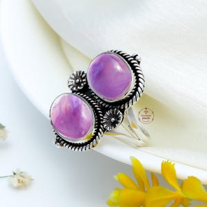 Natural Charoite Ring, Gemstone Ring, 925 Sterling Silver Ring, Handmade Ring, Charoite Jewelry, Christmas Gift, Valentines Day Gift Women
