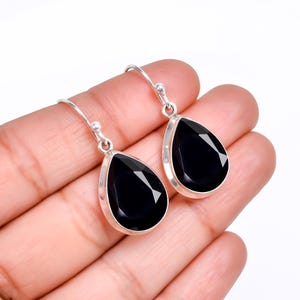 Exquisite Black onyx Earrings, Gemstone Earrings, Black Drop & Dangle Earrings, 925 Sterling Silver Jewelry, Birthday Gift, Earrings For Her