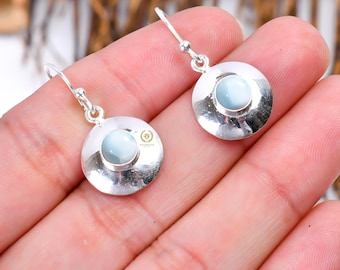Larimar Gemstone Sterling Silver Earrings: Blue Stone Jewelry