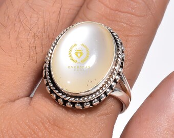 Handgemachte Mabe Perlenring: Sterling Silber Oval Statement Ring