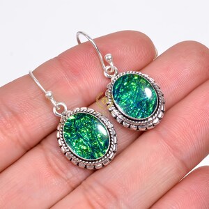 Australian Triplet Opal Earrings: Sterling Silver Gemstone Hook Earrings