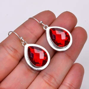 Pink Rubellite Sterling Silver Earrings: Oxidized 925 Jewelry