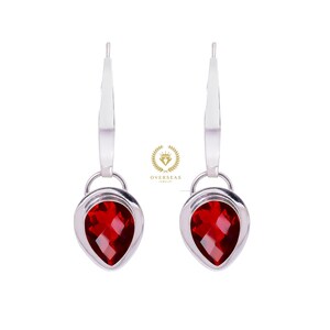 Pink Rubellite Gemstone Hoop Earring: 925 Sterling Silver Jewelry