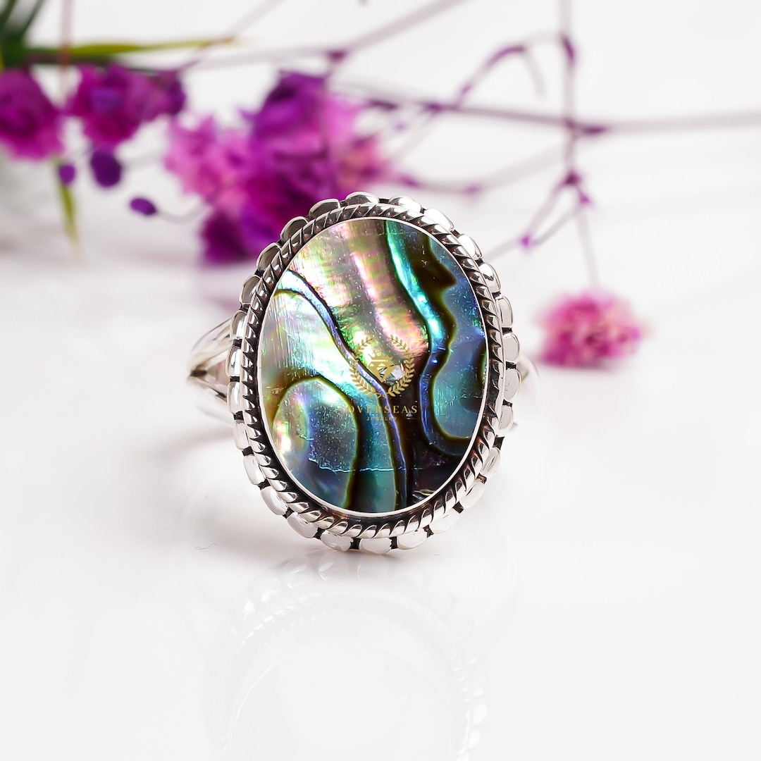 Shell 925 Ring Abalone Shell 925 Sterling Silver Boho Ring - Handmade Jewelry ...