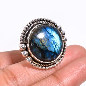 Blue labradorite Ring, 925 Sterling Silver Ring, Statement Ring, Adjustable Ring, Designer Ring,labradorite Ring Christmas Gift,Gift For Her