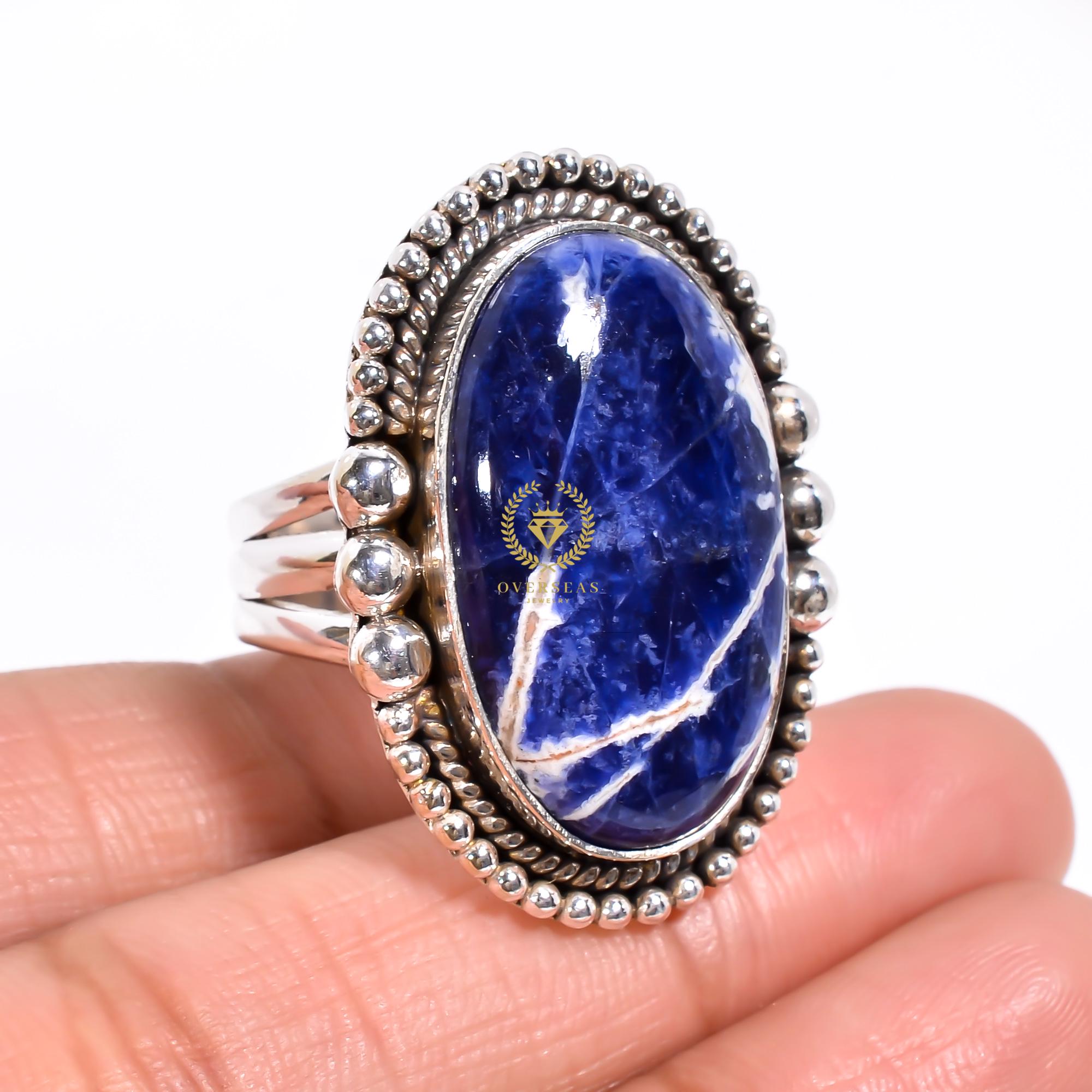 天然石 青系 ソーダライト?? 指輪 シルバーリング 925 20号 Sodalite ring - Etsy 日本