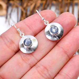 Natural Kyanite Gemstone Earrings - 925 Sterling Silver Gemstone Jewelry - Blue Stone Earring -Women Earrings - Elegant Earring Gift For Her