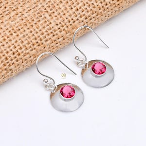 Handmade Pink Rubellite Sterling Silver Earrings: 6mm Round Gemstone