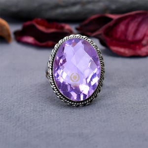 Anel com pedra preciosa de alexandrita, anel de prata esterlina 925, anel para presente de aniversário, joia de casamento, anel feito à mão, joia de anel empilhável para mulheres