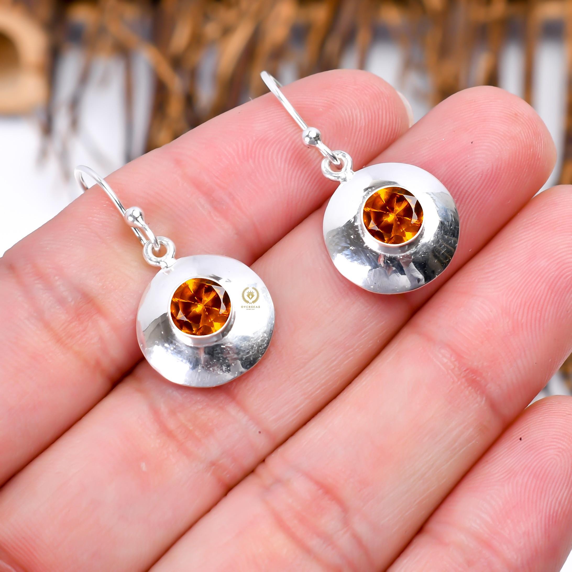 Citrine Gemstone Earring, 925 Sterling Silver Designer Earring, Gemstone Earrings, Yellow Stone Earring, Valentine's Day Gift For Friend
