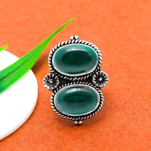 Handmade Malachite Ring: 925 Sterling Silver Statement Ring