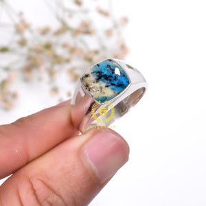 Blue Azurite Ring Gemstone Ring 925 Sterling Silver Ring Statement Ring Handmade Ring K2 Jasper Jewelry Valentine Gift for Women