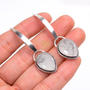 Howlite Gemstone Sterling Silver Earrings: Handmade Boho Wedding Jewelry