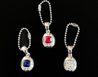 S925 Plated Retro Virtual Digital Pet Pendant with Zircon Gem, Y2k Jewelry, 90's Kid Toys, Egg Pet Charm, Gamer Necklace