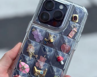 3D Pokopoko Case, Clear Puffer Bubble Shaker Phonecase DIY Necklace Set, iPhone 17 16 15 14 13 Air Plus Pro Max, Japanese Jewel Charm Case