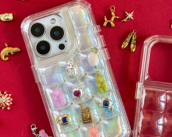 Bubble Case 18K Gold/ S925 Plated Retro Virtual Digital Pet Pendant with Zircon Gem, Y2k Jewelry, 90's Kid Toys, Egg Pet Charm, Gemagotchi