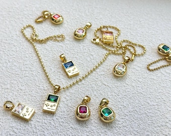 18K Gold/ S925 Plated Retro Virtual Digital Pet Pendant with Zircon Gem, Y2k Jewelry, 90's Kid Toys, Egg Pet Charm, Gemagotchi