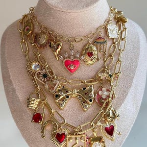 Build Your Own Custom Charm Necklaces 18k Gold Plated, Pick Your Charms, Name Necklac Vintage Chunky Necklace,Gold Charm ,Personalized Gifts
