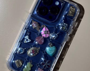 3D Pokopoko Case, Clear Puffer Bubble Shaker Phonecase, iPhone 17 16 15 14 13 Air Plus Pro Max, Viral Japanese DIY Jewel Charm Necklace Set