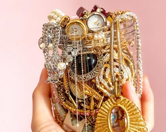 Blindpot sieraden | Boho Surprise Pieces Hoge kwaliteit, retro blinde doos met willekeurige ringen, oorbellen, kettingen en armband in antieke stijl