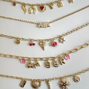 Build Your Own Custom Charm Necklaces 18k Gold Plated, Pick Your Charms,Vintage Chunky Necklace,Gold Charm ,Personalized Birthday Gifts